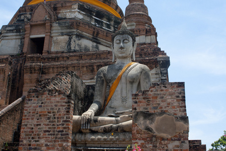 佛地位的扫管笏 yaichaimongkon 在 ayuttaya 省，泰国