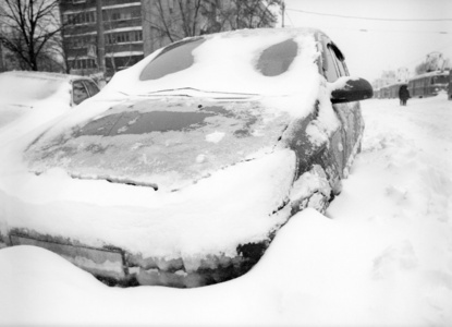 后在城市中的暴风雪