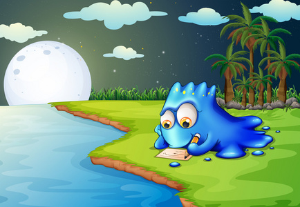 写一封信在河边一个蓝色怪物