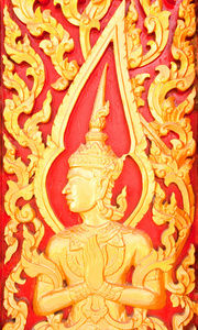 金木雕关闭了在泰国 temp 的传统泰式风格