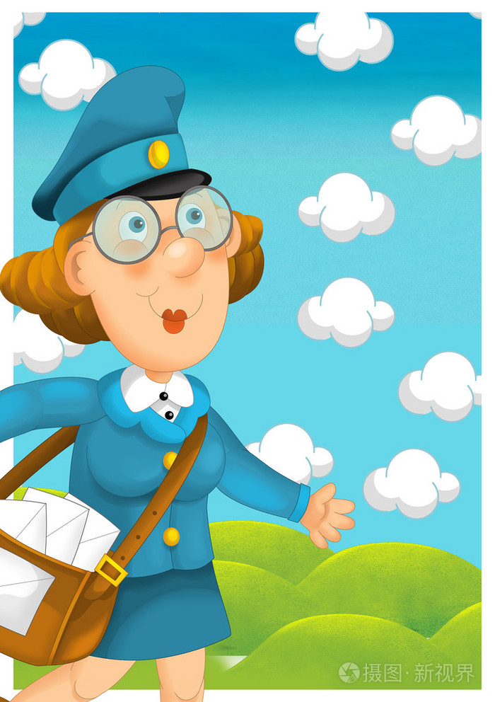 开机自检女人传递邮件卡通风格的插图