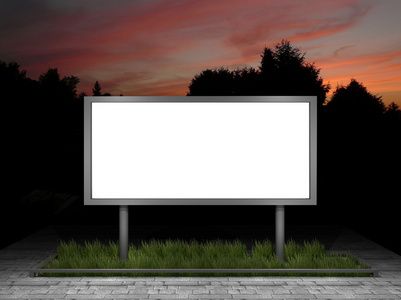 一个空白的街头广告小组在黄昏的插图