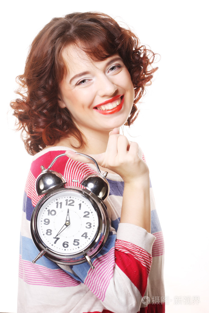 漂亮的女人和时钟