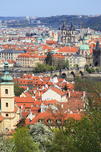 查看关于春天以上河伏尔塔瓦河，捷克共和国布拉格市