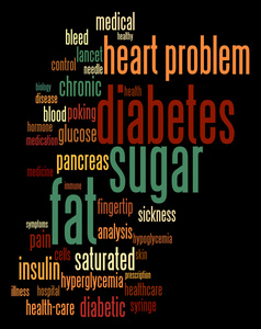 糖尿病疾病信息文本图形和安排字云概念