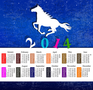 新的一年的马。日历 2014