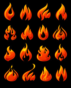 火火焰，在黑色的地面上设置 3d 红色图标