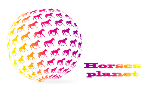 球体地球运行马 logo 图白色背景上的图案