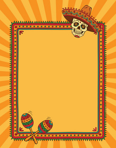 墨西哥宽边帽的骷髅架