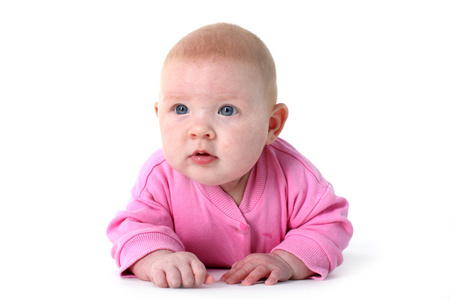 可爱的小婴儿 3 个月大蓝眼睛
