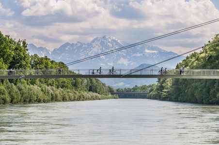 salzach 河通过萨尔茨堡，奥地利的路上