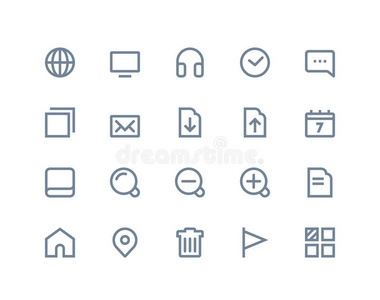 网络和互联网图标。线路系列