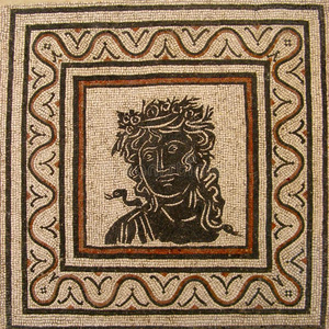 古香的罗马风格的白色拱形马赛克无缝图案罗马马赛克风格化的波浪