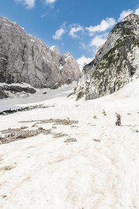 春雪中的高山峡谷