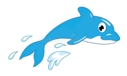 可爱的卡通海豚跳出水面照片