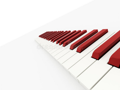 红色钢琴键盘概念呈现