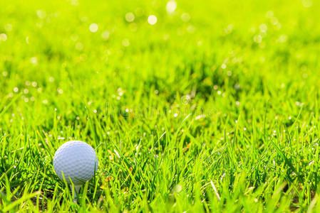 草地上的看台上的高尔夫球