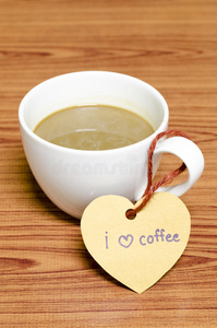 咖啡杯心形标签写我爱咖啡词