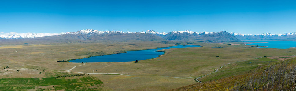 美丽的全景视图和从顶部的分队约翰，南岛，新西兰时看到的风景