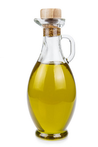 孤立在白色背景上的橄榄油瓶