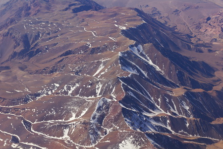 安第斯山脉。航空照片
