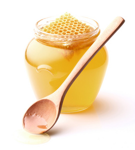 新鲜蜂蜜用木勺