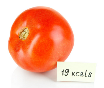 卡路里含量的番茄上白色隔离