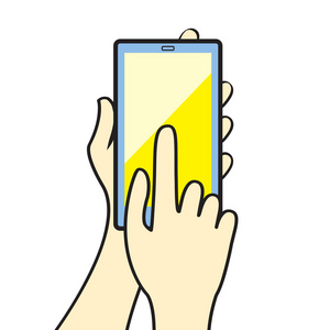 手控股和手指指着智能手机屏幕