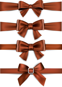 棕色缎带。礼品蝴蝶结