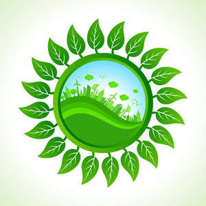 城市景观标志图标圆圈形状与绿色城市的管理理念生态城市信息图表红茶