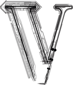 技术字体。字母 v