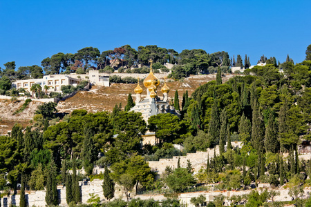 教会的圣马利亚 客西马尼园 上橄榄山。耶路撒冷