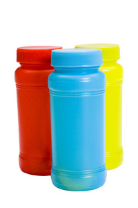 五颜六色的塑料瓶的特写镜头