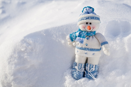 在雪中的胡萝卜鼻子小雪人