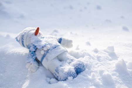 在雪中的胡萝卜鼻子小雪人