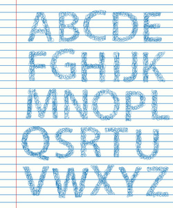手绘制的矢量 abc 字母表