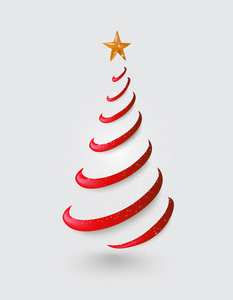 快乐圣诞抽象红色树，黄金星 eps10 文件