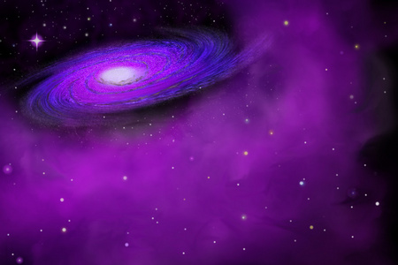 紫外线色调银河系与恒星和空间尘埃在宇宙中的长速度曝光色调紫色趋势