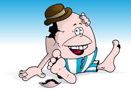 矮胖子坐在一堵墙上插画