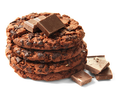 自制饼干用巧克力 孤立在白色