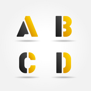 abcd 黄色模具字母