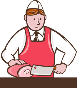 斩波与及其驱动程序卡通屠夫刀具与刀切肉刀照片