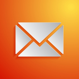 橙色背景上的白色的邮件图标。矢量插画