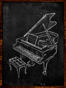 在黑板上画的大钢琴图片