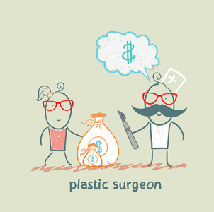 整形外科医生认为关于钱和带上一包钱的病人