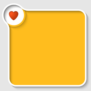 心和空标记黄色文本框架和心照片