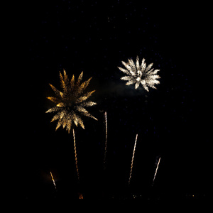 多彩的烟花在夜空