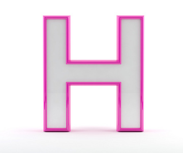 3d 带光泽的粉红色大纲字母 h 字母
