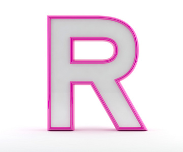 3d 带光泽的粉红色大纲字母 r 字母
