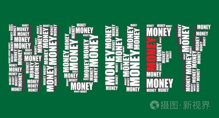 钱版式3d文本钱艺术字矢量图字云